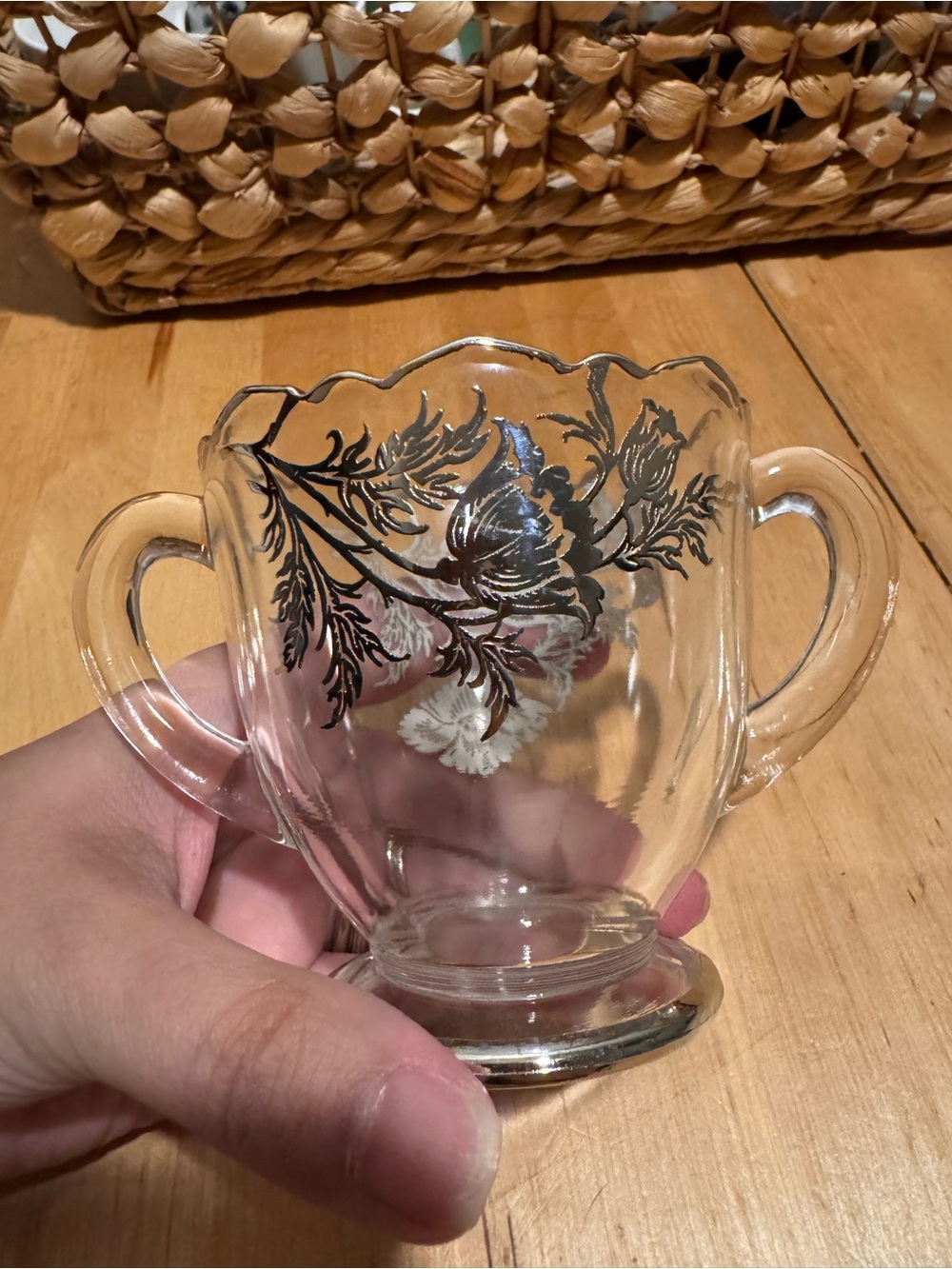 Vintage Silver City Glass Co Sugar Bowl in “Flanders Poppy”
